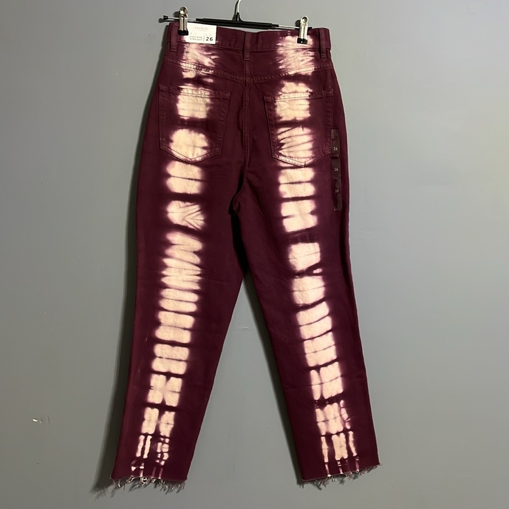 PacSun Eco Raspberry Tie Dye High Waisted Straight Leg Jeans size 26 - Picture 4 of 11